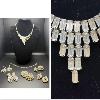 Vintage Rhinestone Costume Jewelry Earrings, Brooches, Necklace, Bracelet | Excellent Condition 