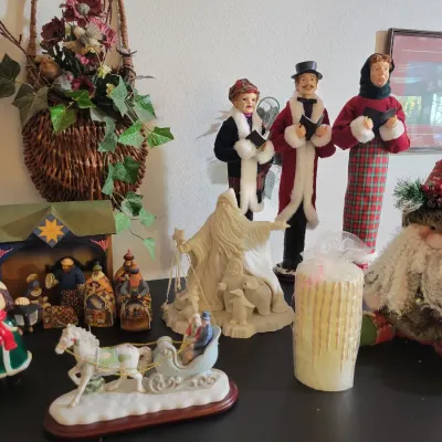 Sale Photo Thumbnail #23: Byers' Choice carolers, and other holiday decor 