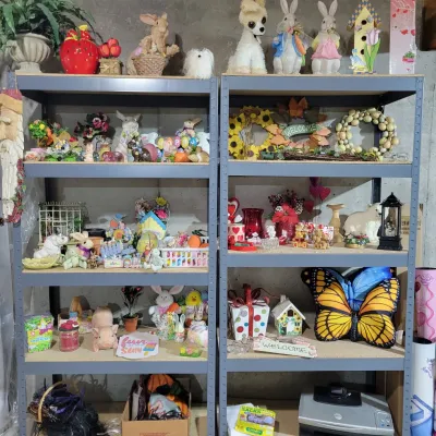 Sale Photo Thumbnail #130: Holiday Decor and 2 storage shelves