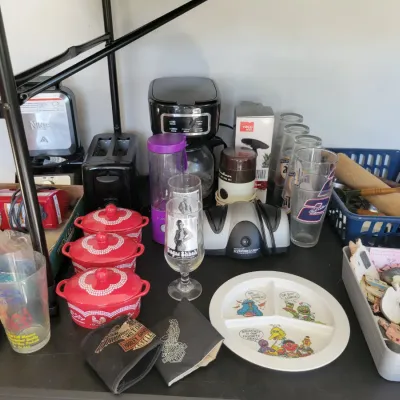 Sale Photo Thumbnail #64: Ninja Waffle Maker, Vintage glasses and other misc. kitchen 