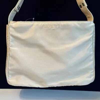 Loewe Authentic Nylon Buckle Strap Shoulder Bag Taupe 