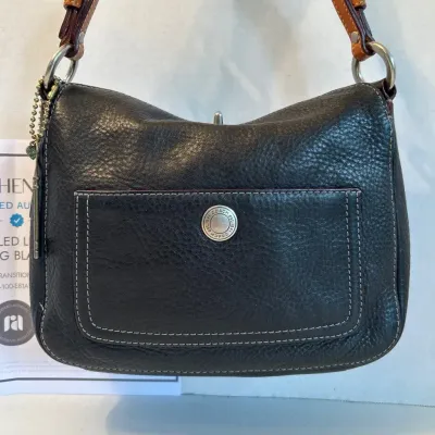 Vintage Coach Authentic Pebbled Leather Hobo Bag Black