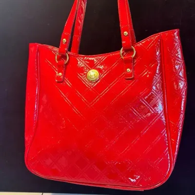 Tommy Hilfiger Patent Leather Large Tote Red 