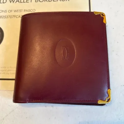 Cartier Authentic Leather Bifold Wallet Bordeaux 