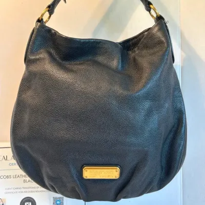 Marc Jacobs Authentic Leather Classic Q Hobo Bag Black