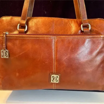 Giani Bernini Leather Shoulder Bag Cognac 