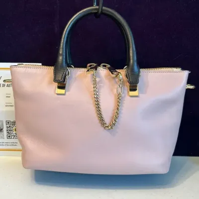 Chloé Baylee Authentic Leather Mini Tote Bag Pink/Black 