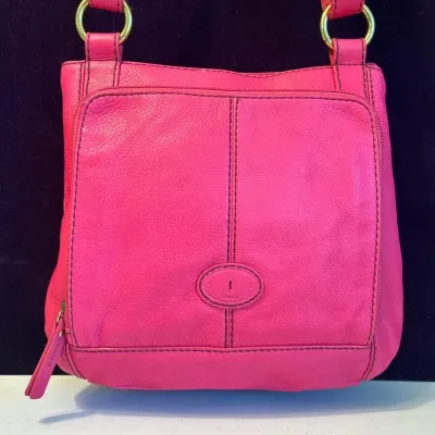 Fossil Leather Crossbody Bag Bright Pink 