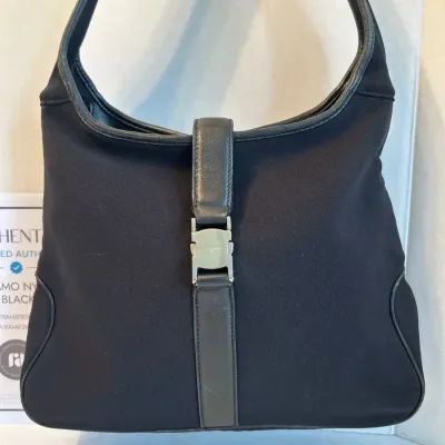 Salvator Ferragamo Authentic Nylon Shoulder Bag Black
