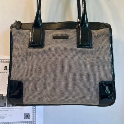 Vintage Gucci Authentic Canvas Top Hand Bag Taupe 