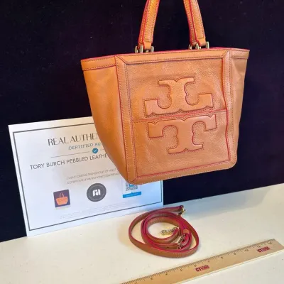 Tory Burch Authentic Pebbled Leather Jessica Mini Tote Bag 