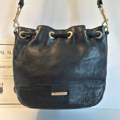 Rebecca Minkoff Authentic Pebbled Leather Bucket Bag Black
