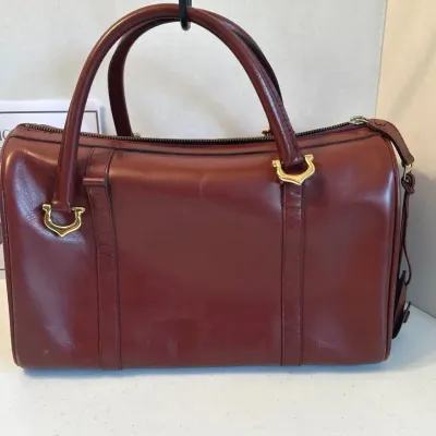 Vintage Cartier Authentic Leather Top Handle Weekender Bag