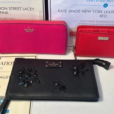 Kate Spade Authentic Leather Wallets - Hot Pink, Black, Red
