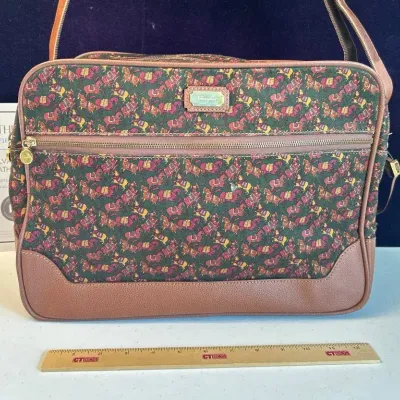Vintage Ferragamo Authentic Canvas/Leather Shoulder Bag 