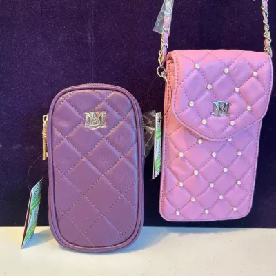 2 New With Tag Badgley Mischka Phone Case Bags Purple & Pink 
