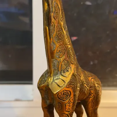 Sale Photo Thumbnail #2: Brass Giraffe Figurine w/ Embossed Detailing