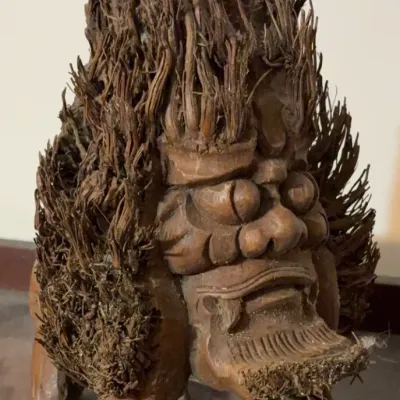 Sale Photo Thumbnail #166: Chinese Folk Art Palm Root Carving w/Fibrous Mane
