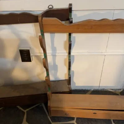Sale Photo Thumbnail #23: Pair Wood Wall-Mount Rifle Racks w/ Drawers
