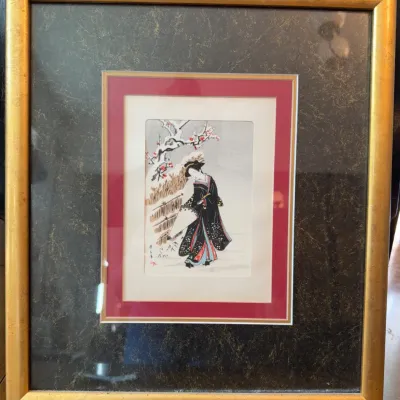 Sale Photo Thumbnail #169: Ito Sozan Lady in Black Snow Woodblock Print
