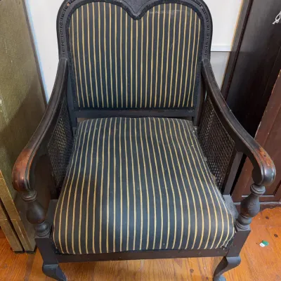 Sale Photo Thumbnail #97: Regency Style Dark-Wood Armchair w/ Caned Sides
