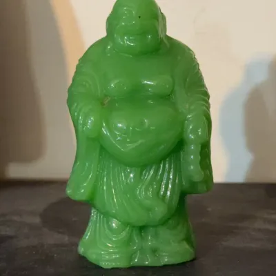Sale Photo Thumbnail #278: Green Peking Glass Laughing Buddha Figurine
