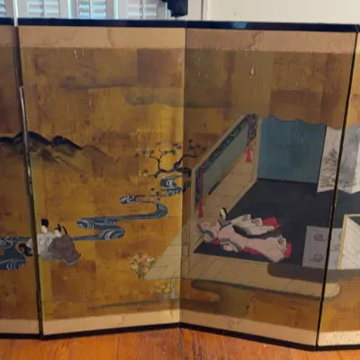 Sale Photo Thumbnail #91: Japanese 4-Panel Painted Folding Screen
