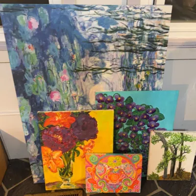 Sale Photo Thumbnail #25: 5 Original Acrylic Artworks on Canvas
