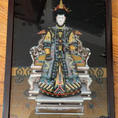 Sale Photo Thumbnail #235: Chinese Reverse Glass Painting w/Empress
