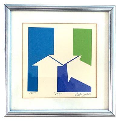 Sale Photo Thumbnail #73: 1960's geometric abstract serigraph, signed Anton Fortescue, "The Hit", 38/200
