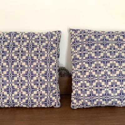 Sale Photo Thumbnail #53: Pr. of overshot weave design pillows