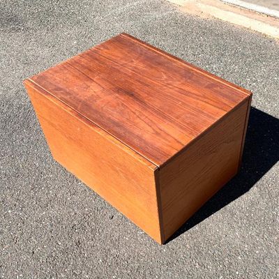 Sale Photo Thumbnail #87: MCM Danish teak end table with sliding top