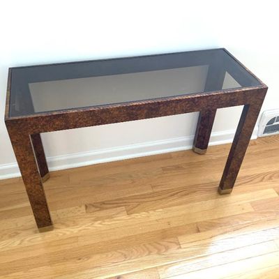 Sale Photo Thumbnail #61: 1970's Henredon faux-tortoise shell console table