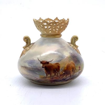 Sale Photo Thumbnail #33: Antique Royal Worcester porcelain vase 