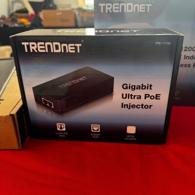 TRENDnet Gigabit Ultra PoE Injector, model TPE-117GI, in its original retail packaging.