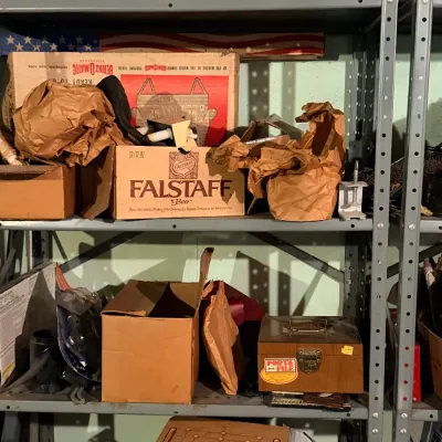 Sale Photo Thumbnail #10: Packed basement storage - holiday decor, shelving & household goods