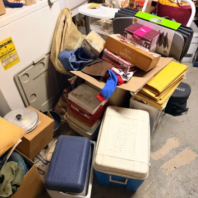 Sale Photo Thumbnail #20: Chest freezer, Christmas decor, folding chairs & coolers