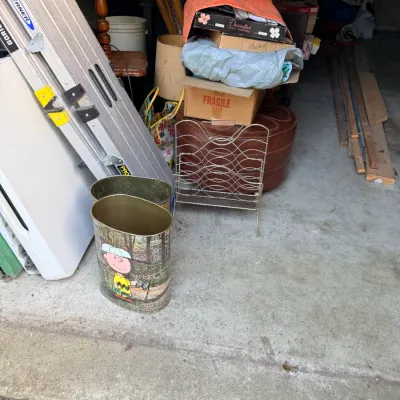 Sale Photo Thumbnail #73: Glider rocker, buckets & household inventory