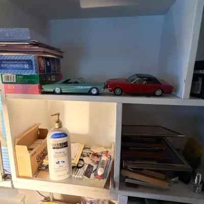 Sale Photo Thumbnail #53: Christmas inventory, vintage Ford model cars & office goods