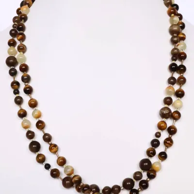 Sale Photo Thumbnail #76: Double Strand Tigers Eye and Agate Necklace
