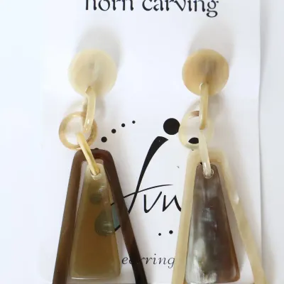 Sale Photo Thumbnail #141: Horn Triangle Geometric Post Earrings
