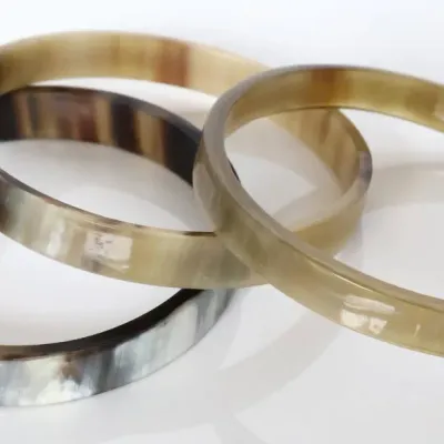 Sale Photo Thumbnail #137: 3pc Hand-Polished Natural Horn Stackable Bangle
