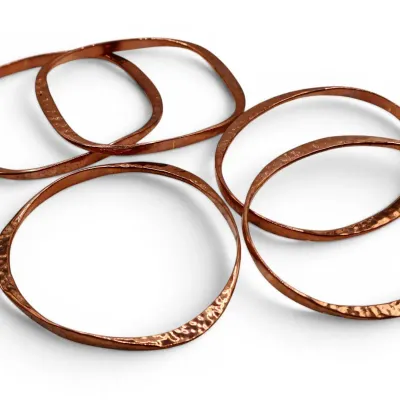 Sale Photo Thumbnail #15: 5 Hammered Copper Bangle Bracelets
