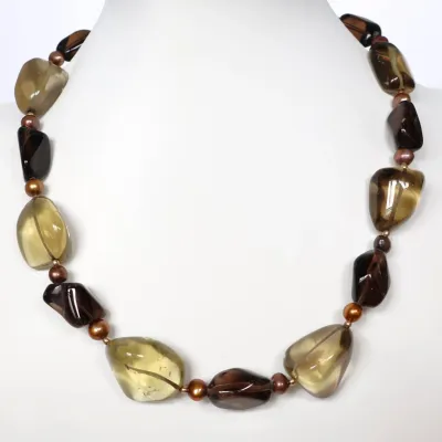Sale Photo Thumbnail #72: Natural Citrine and Smokey Quartz Necklace
