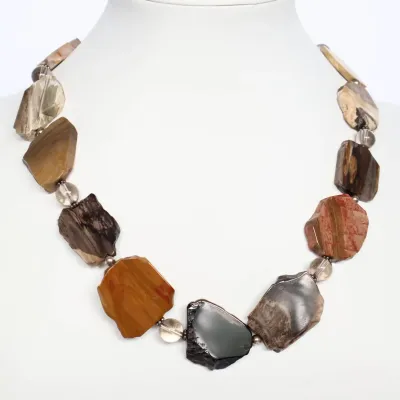 Sale Photo Thumbnail #26: Natural Landscape Jasper & Smokey Quartz Necklace
