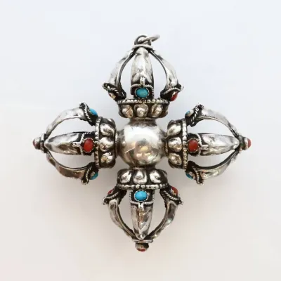 Sale Photo Thumbnail #111: Vintage 925 Tibetan Double Thunder Pendant- 42g
