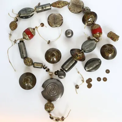 Sale Photo Thumbnail #95: Giant Glass and Tribal Bead Art Necklace
