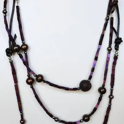 Sale Photo Thumbnail #99: 3-Strand Leather & Agate Druzy Layering Necklace
