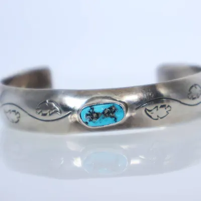 Sale Photo Thumbnail #19: Collectors: Sterling Cuff Turquoise Bracelet
