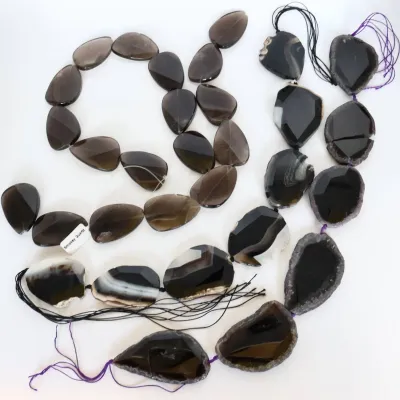 Sale Photo Thumbnail #90: Large Size Natural Agate Slice & Smokey Quartz
